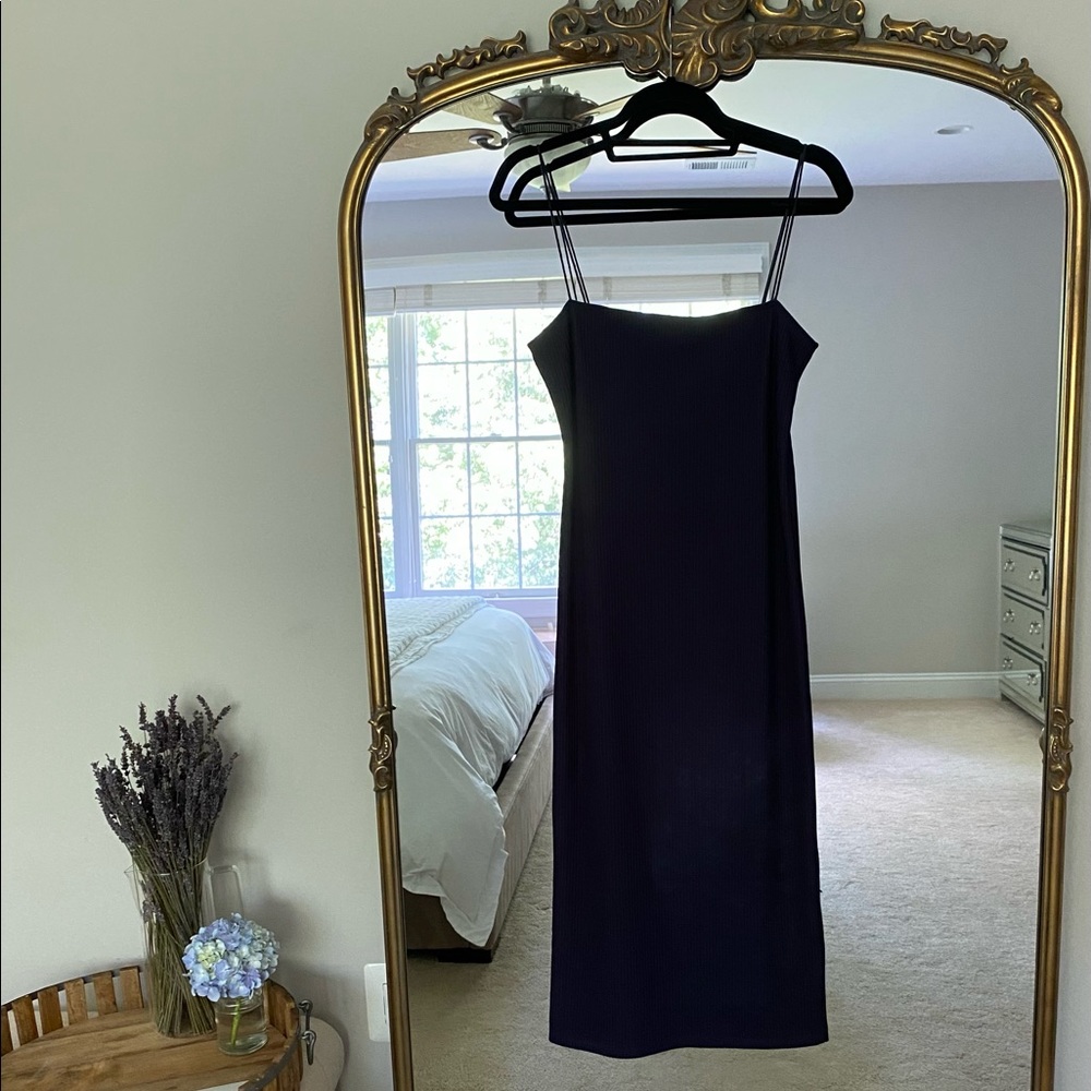Topshop Midi Spaghetti Strap Dress, SZ US 8, Navy Blue